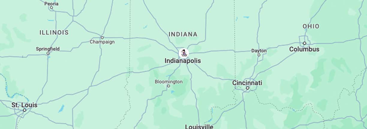 Indiana map with Webby icon